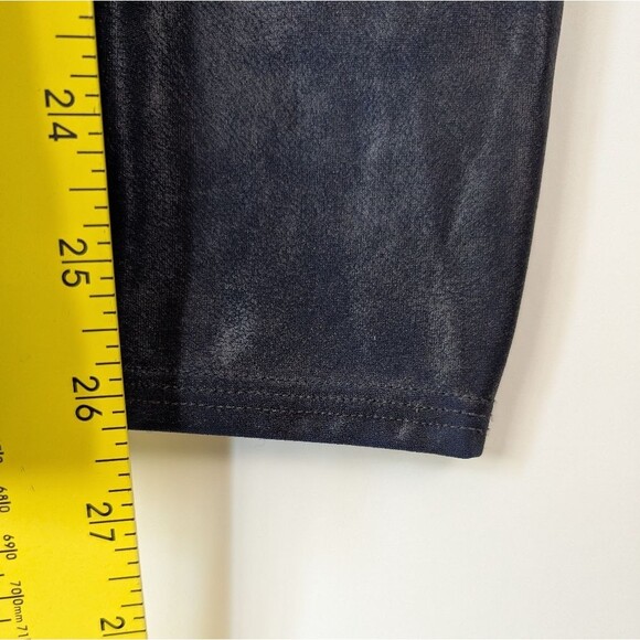 Spanx Leggings Women's M Navy Blue Sheen High Rise Faux Leather Shaping Slim Fit - Picture 8 of 10